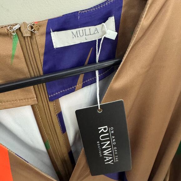 Mulla Mocha Swirl Wide Leg V Neck Jumpsuit US Women's L - Picture 4 of 6